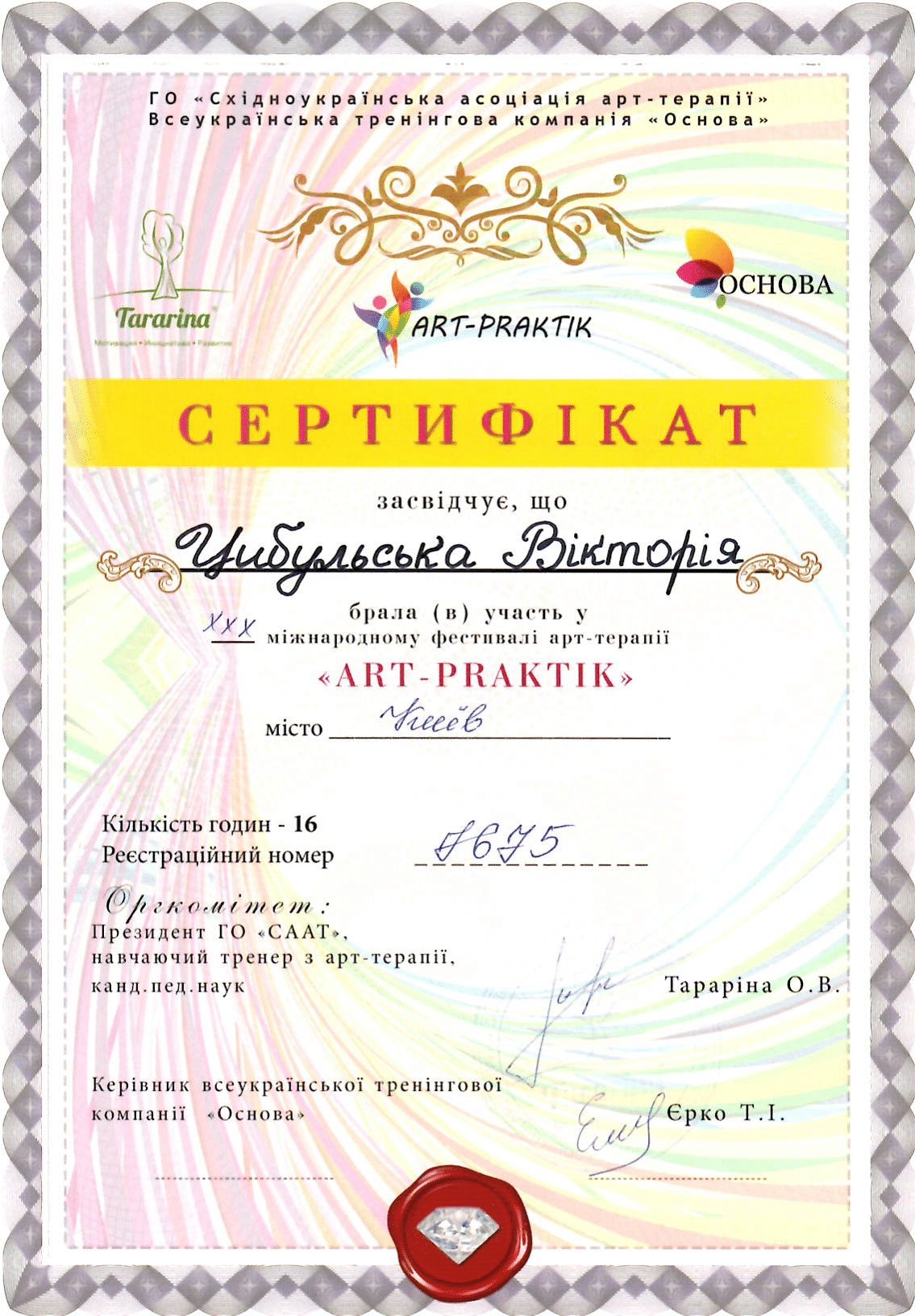 Certificate психолог для дітей